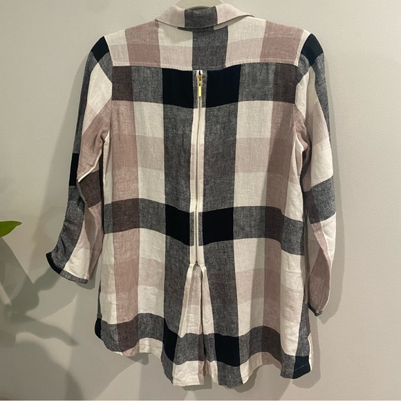 Soft Surroundings Carreaux Plaid Zip Back Button Up Shirt Size XS - Picture 4 of 12